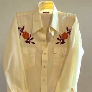 Chute#1 men’s western shirt, off yellow